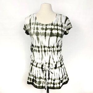 Michael Kors Olive Green and White Print Top S